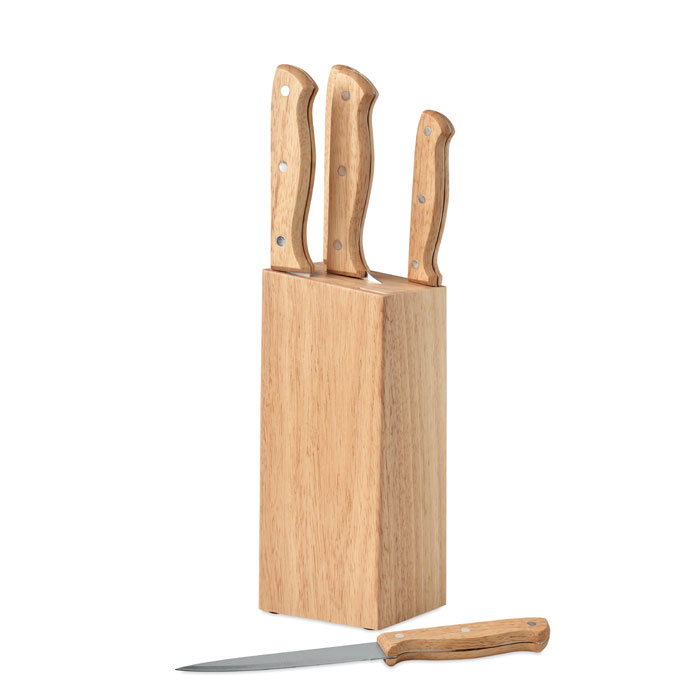 5 piece knife set in base Legno item picture side