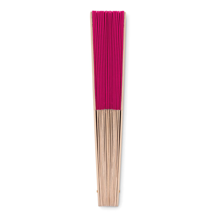 Manual hand fan wood Fucsia item picture back