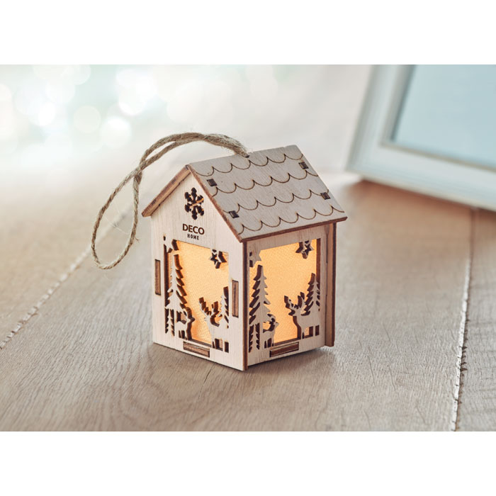 MDF house with light Legno item picture printed
