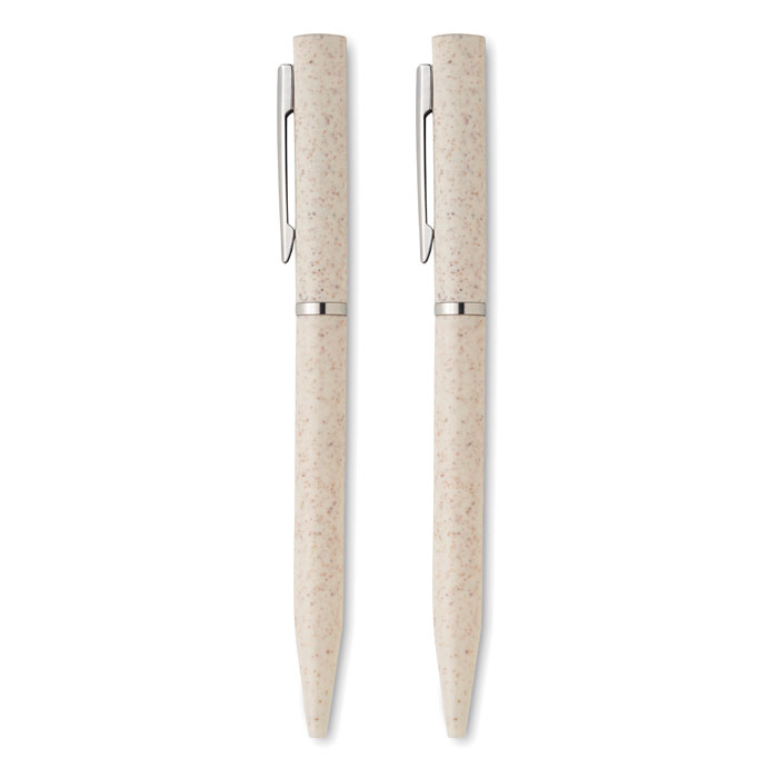 Wheat straw/ABS twist pen set Beige item picture 5