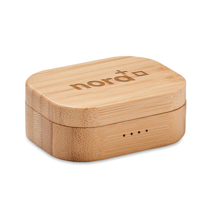 TWS earbuds in bamboo case Legno item picture printed