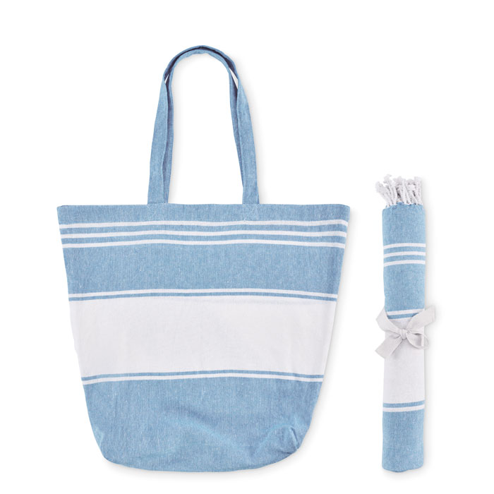 Borsa da spiaggia con telo Turchese item picture side