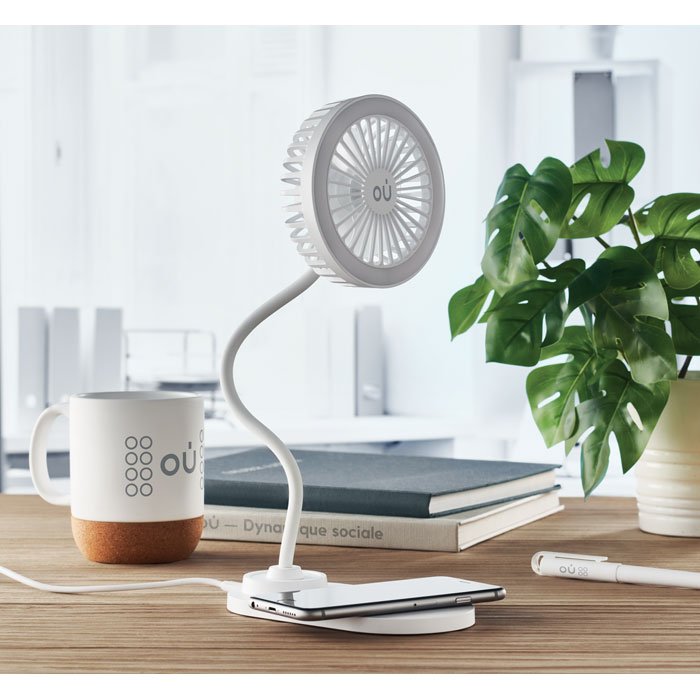 Desktop charger fan with light Bianco item ambiant picture