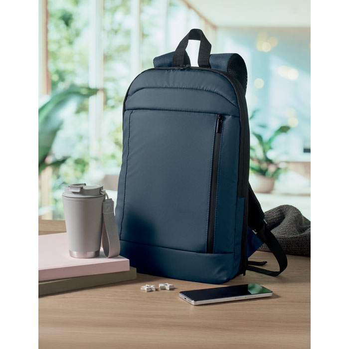 Expandable 600D RPET backpack Blu item ambiant picture