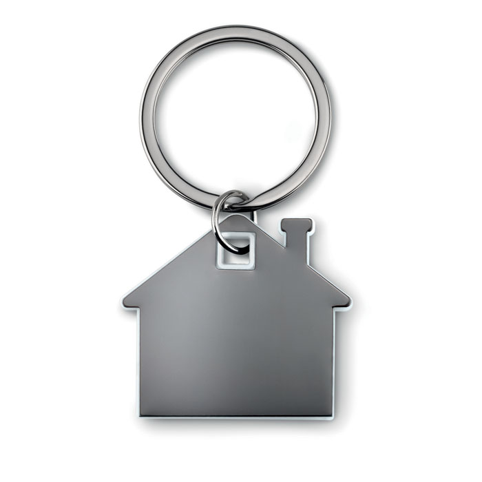 House shape plastic key ring Bianco item picture back