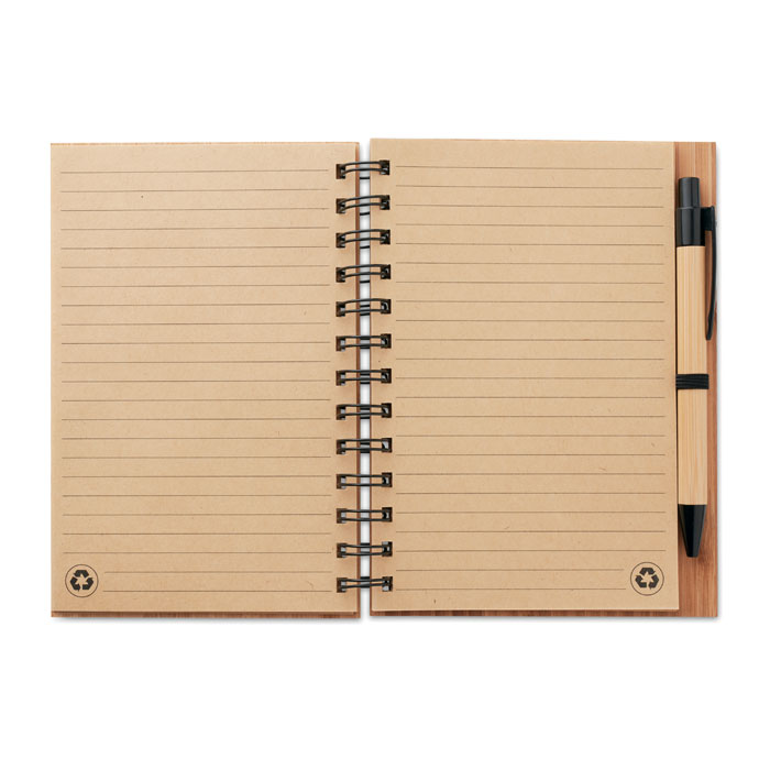 Notebook in bamboo con penna wood item picture open