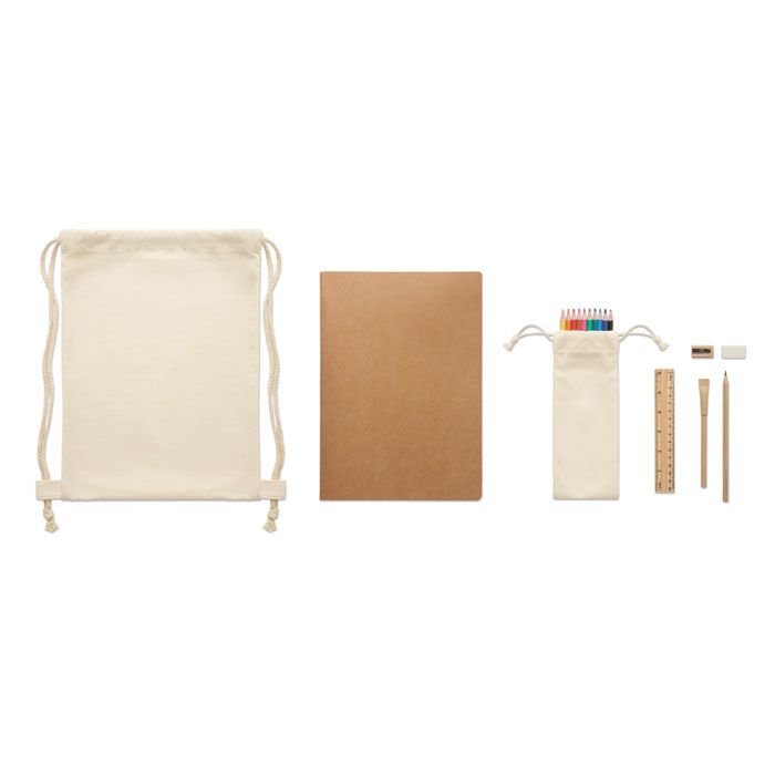 Kids drawing set in drawstring Beige item picture front