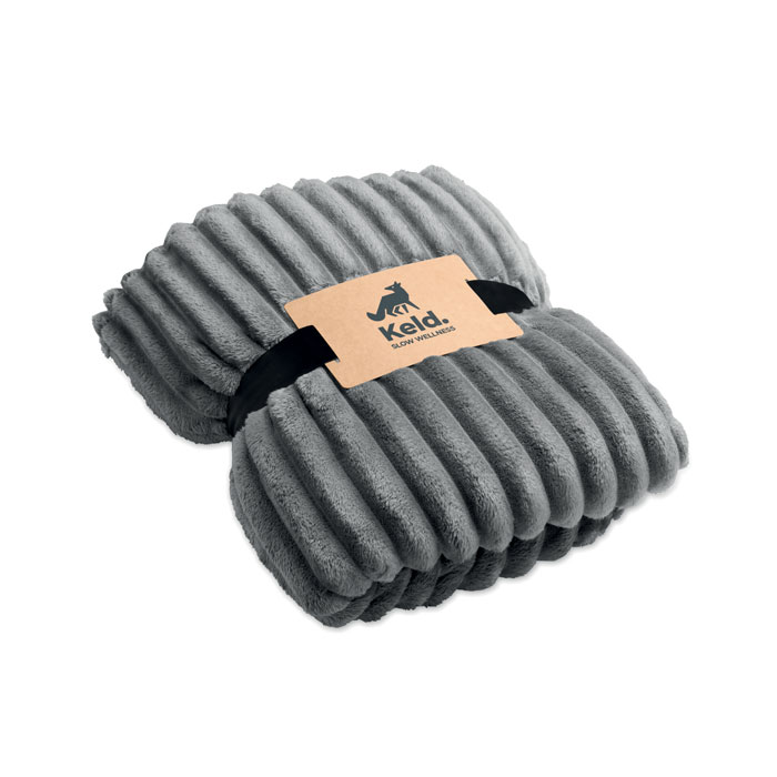 Coperta a righe in pile RPET Grigio Pietra item picture 1