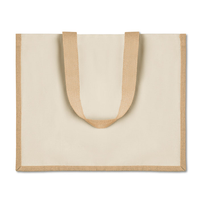 Jute and canvas shopping bag Beige item picture side