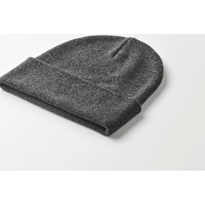 Knitted beanie with cuff Grigio Pietra item detail picture