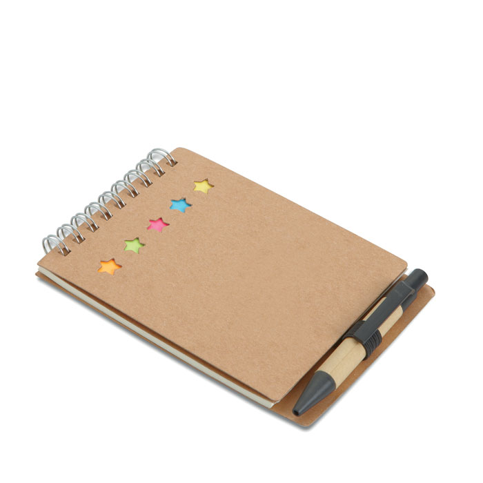Notepad with pen and memo pad Beige item picture side