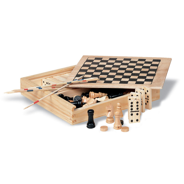 4 games in wooden box Legno item picture front
