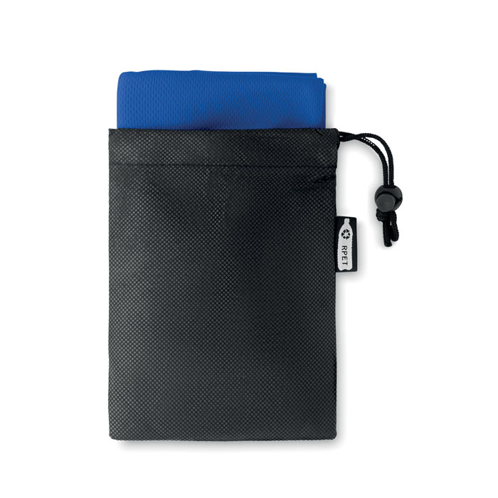 RPET sports towel and pouch Blu Royal item picture back