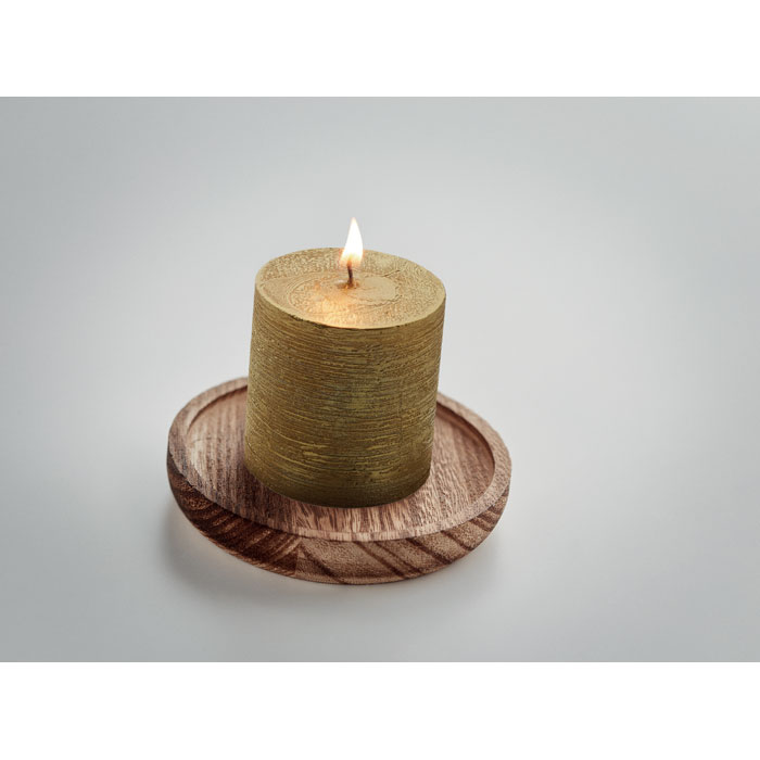 Candle on round wooden base Oro item detail picture