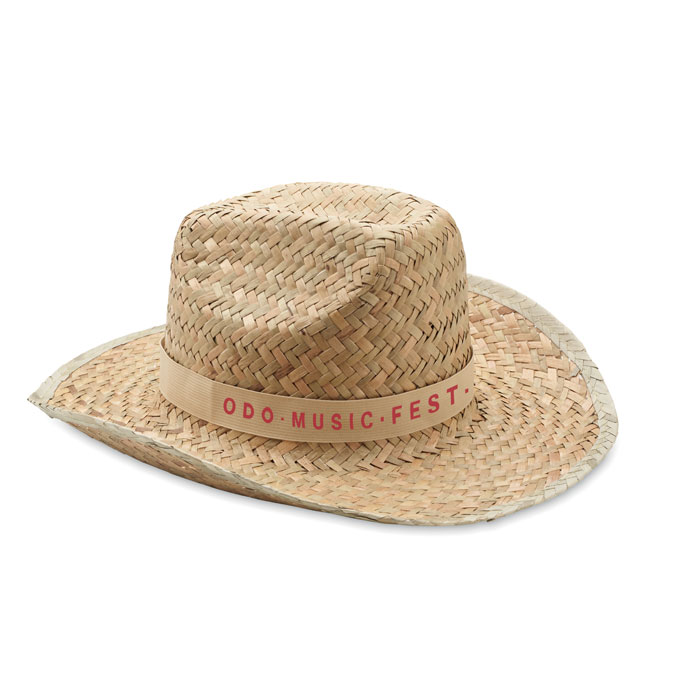 Natural straw cowboy hat Beige item picture printed