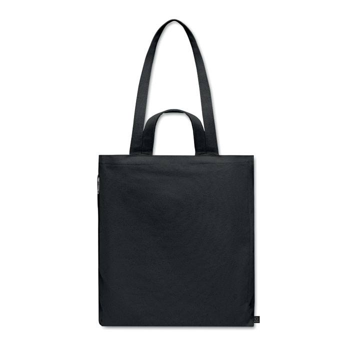 Recycled cotton shopping bag Nero item picture side