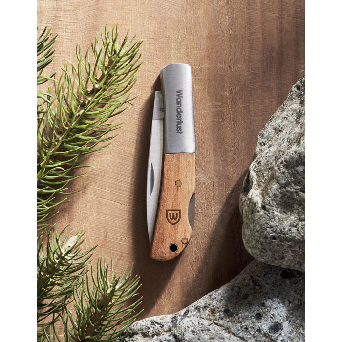 Coltello pieghevole in acacia Legno item picture printed