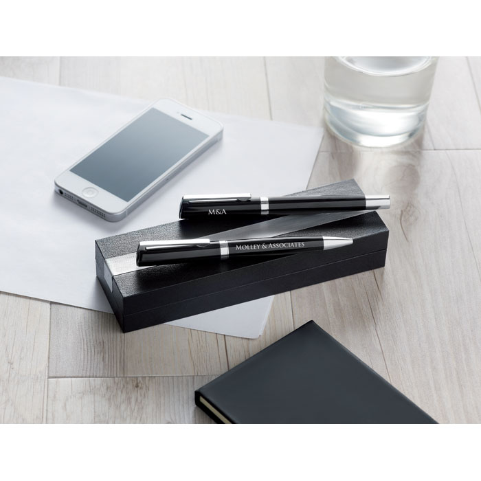 Pen and roller in paper box Nero item picture printed