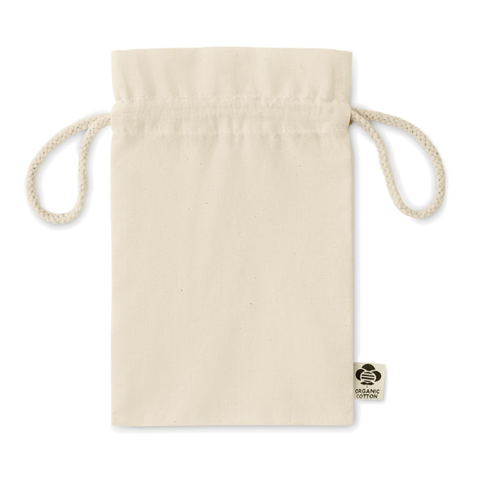 Small organic cotton gift bag Beige item picture side