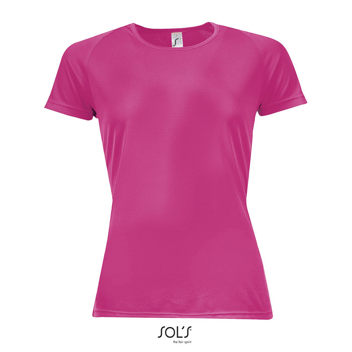 SPORTY WOMEN T-SHIRT POLYES Rosa Neon 2 item picture front