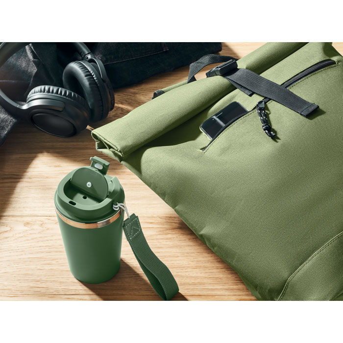 Zaino rolltop in poliestere Verde Militare item ambiant picture