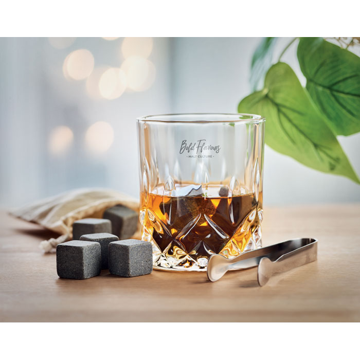 Set whisky in bamboo wood item picture printed