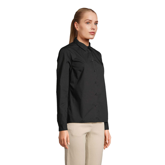 BAILEY WOMEN POPLIN SHIRT Nero item picture side