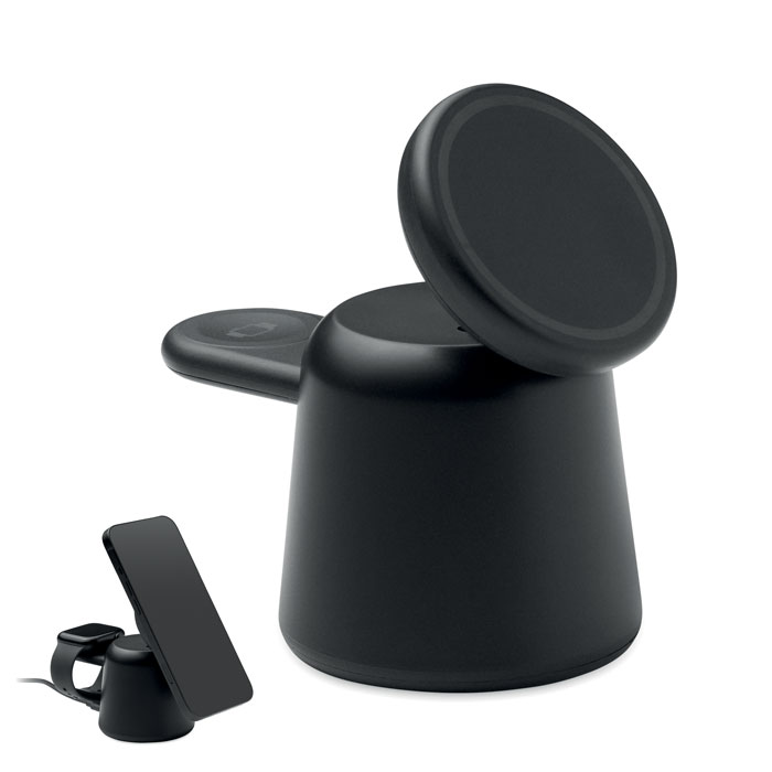 3 in 1 wireless charger 15W Nero item picture front