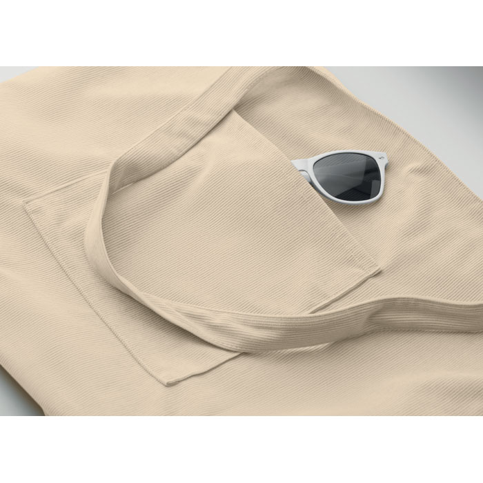 Shopper grande in velluto Beige item detail picture