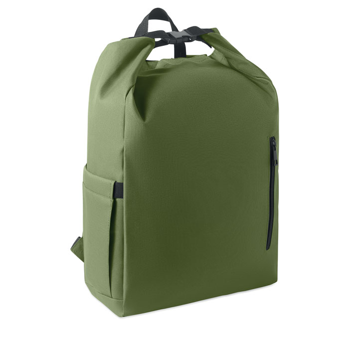 15'' roll top laptop backpack Verde Militare item picture front