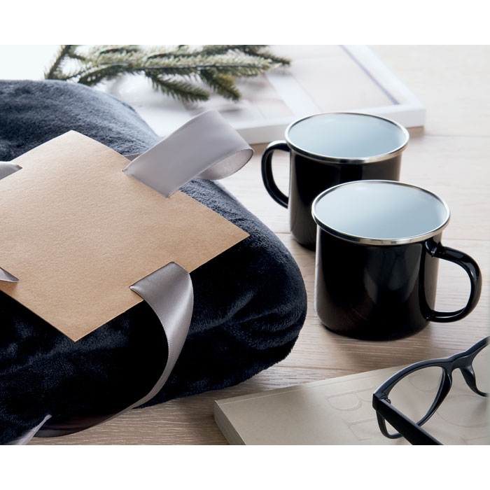 Coperta in pile e set 2 tazze Nero item ambiant picture