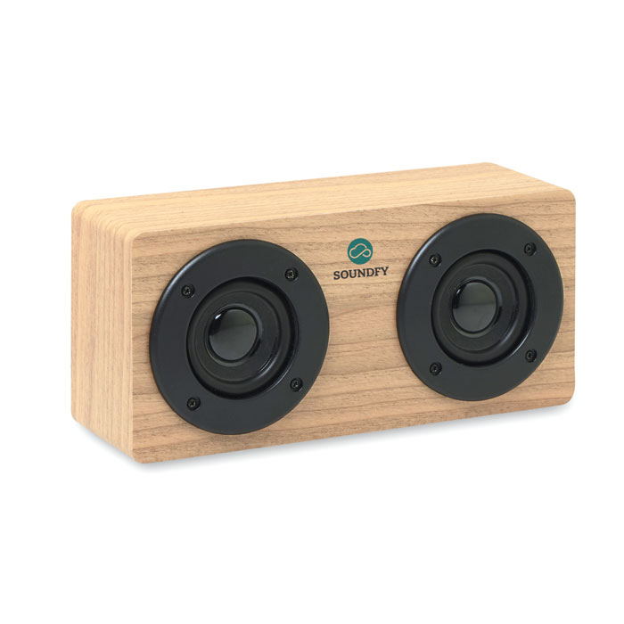 Speaker wireless 2x3W 400 mAh wood item picture printed
