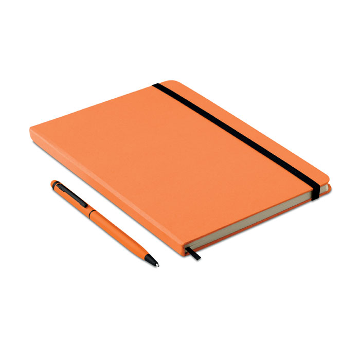 Set notebook orange item picture back