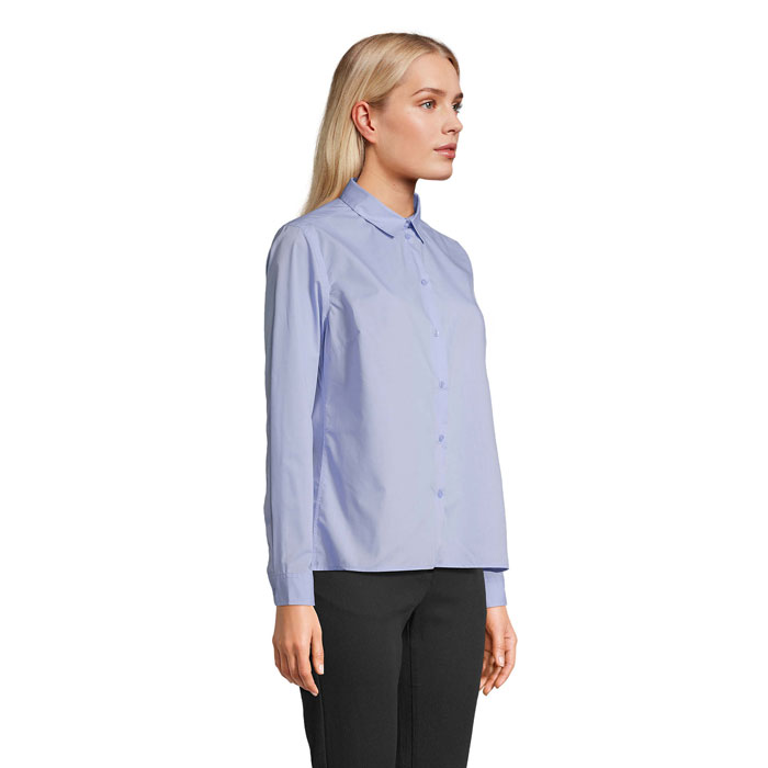 BAILEY WOMEN POPLIN SHIRT Celeste item picture side