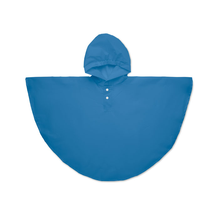 PEVA kid rain coat with hood Blu Royal item picture open