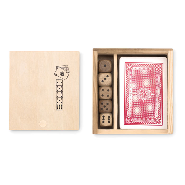 Set gioco carte e dadi wood item picture front