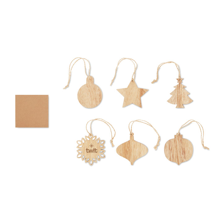 Set of wooden Xmas ornaments Legno item picture printed