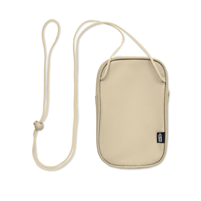 RPET cross body travel pouch Beige item picture front