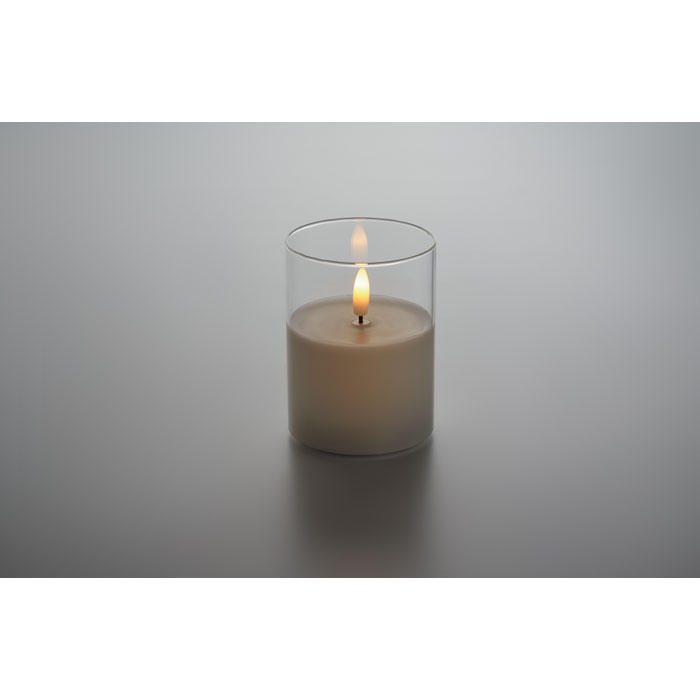 LED wax candle in glass holder Bianco item detail picture