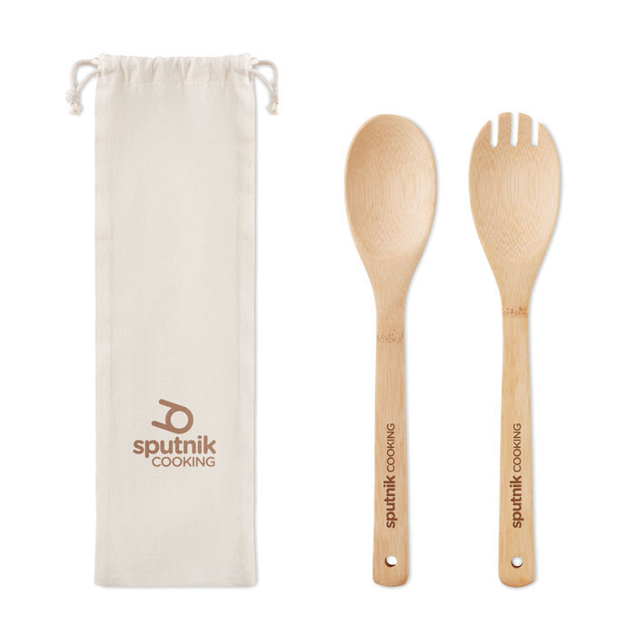 Set utensili in bamboo beige item picture printed