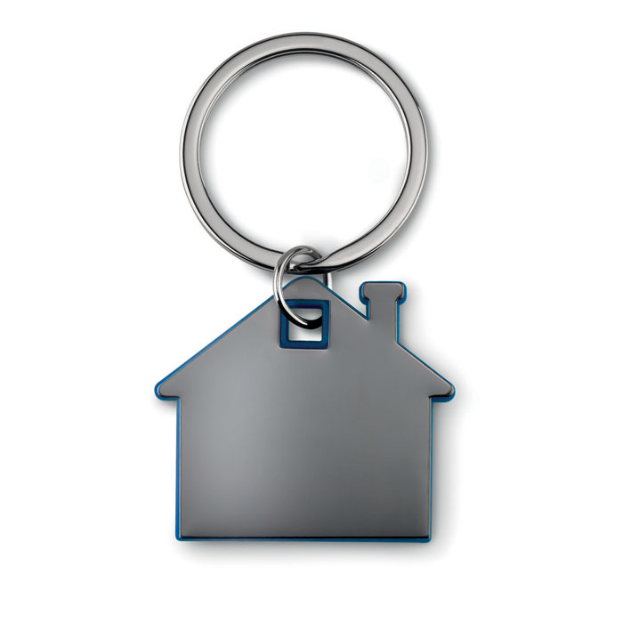 House shape plastic key ring Blu Royal item picture back
