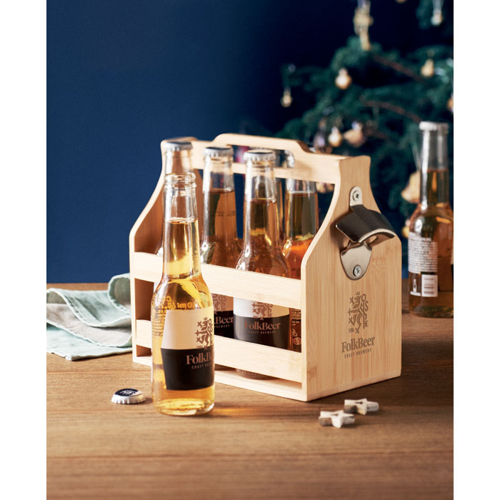 6 beer crate in bamboo Legno item picture printed