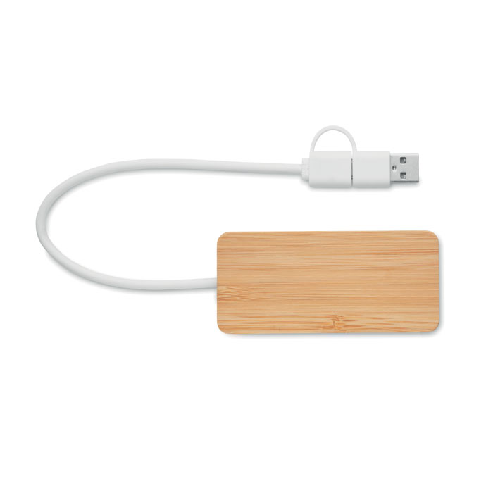 Hub USB a 3 porte in bamboo Legno item picture open
