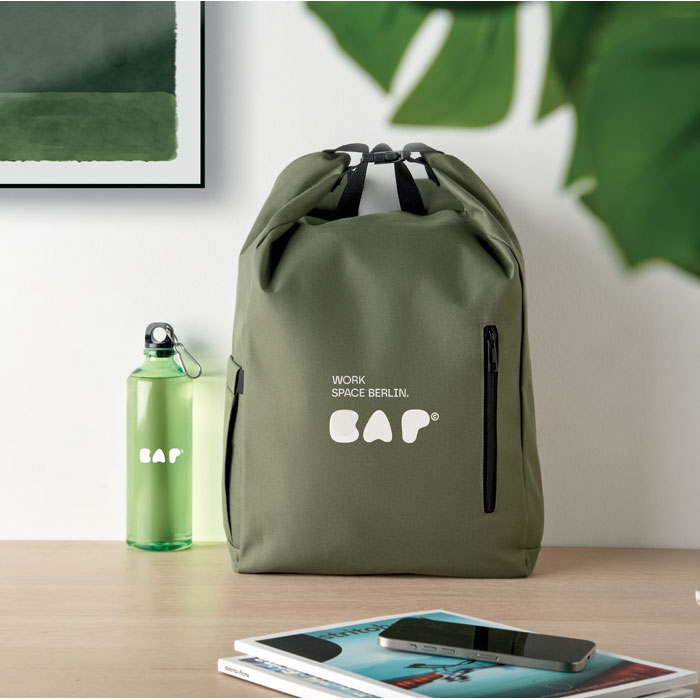 15'' roll top laptop backpack Verde Militare item picture printed