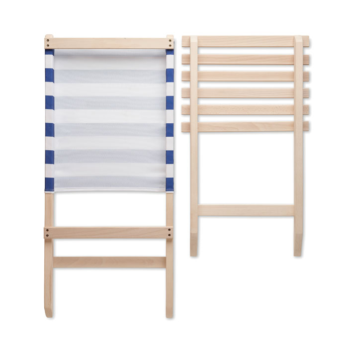 Foldable wooden beach chair Bianco/Blu item picture back