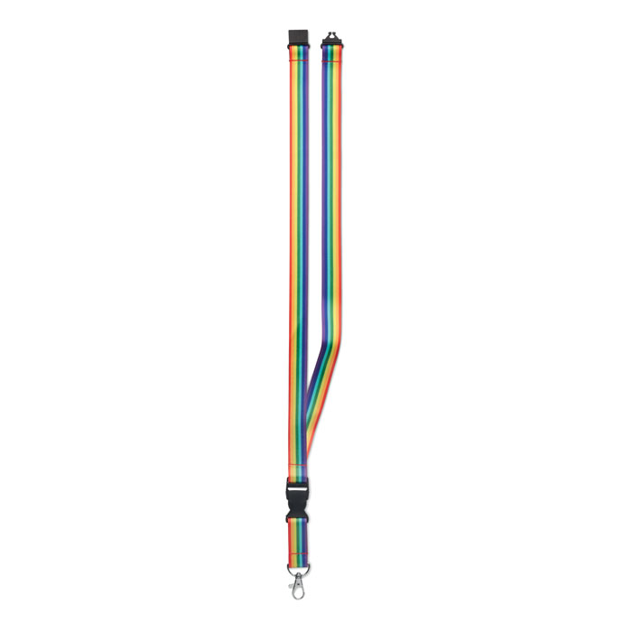 Rainbow RPET lanyard Multicolore item picture side