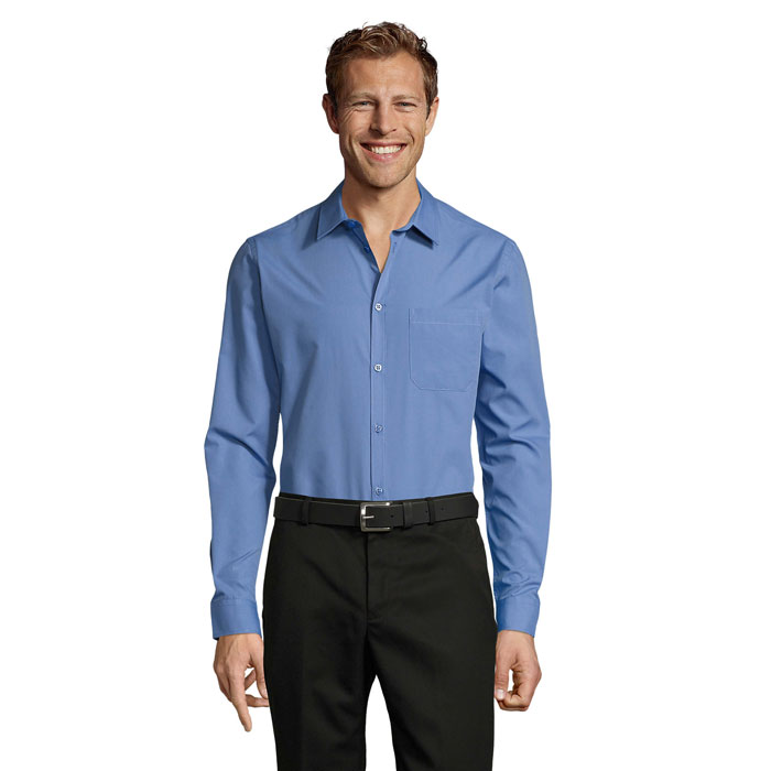 BALTIMORE FIT POPLIN SHIRT Blu Medio item picture front