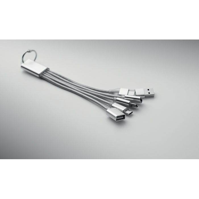 3-in-1 charging cable keyring Argento item detail picture