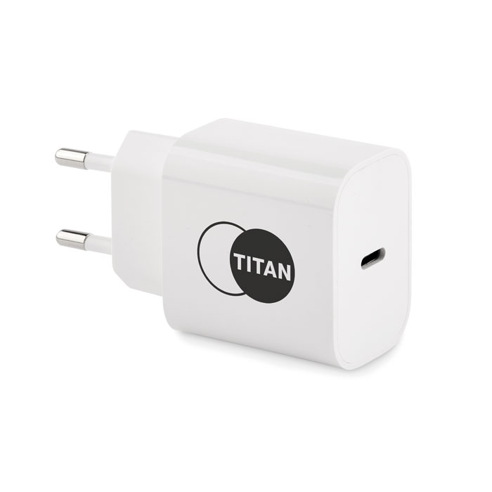 20W 2 port USB charger EU plug Bianco item picture printed