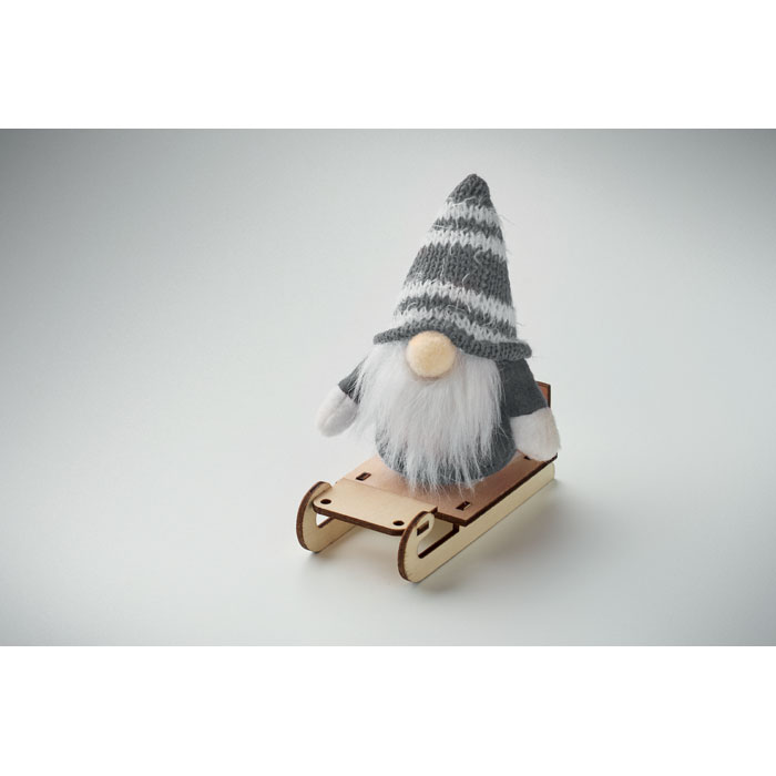 Gnomo su slitta di legno Grigio item picture back